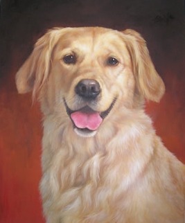 Ölgemälde vom Hund als Reproduktion von einem Foto - Tierportrait