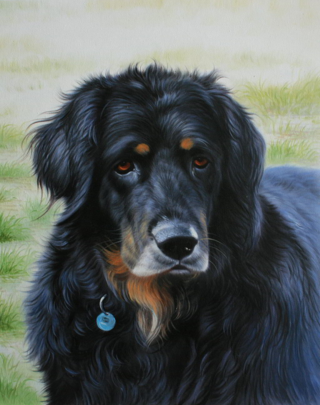 Ölgemälde vom Hund als Reproduktion von einem Foto - Tierportrait